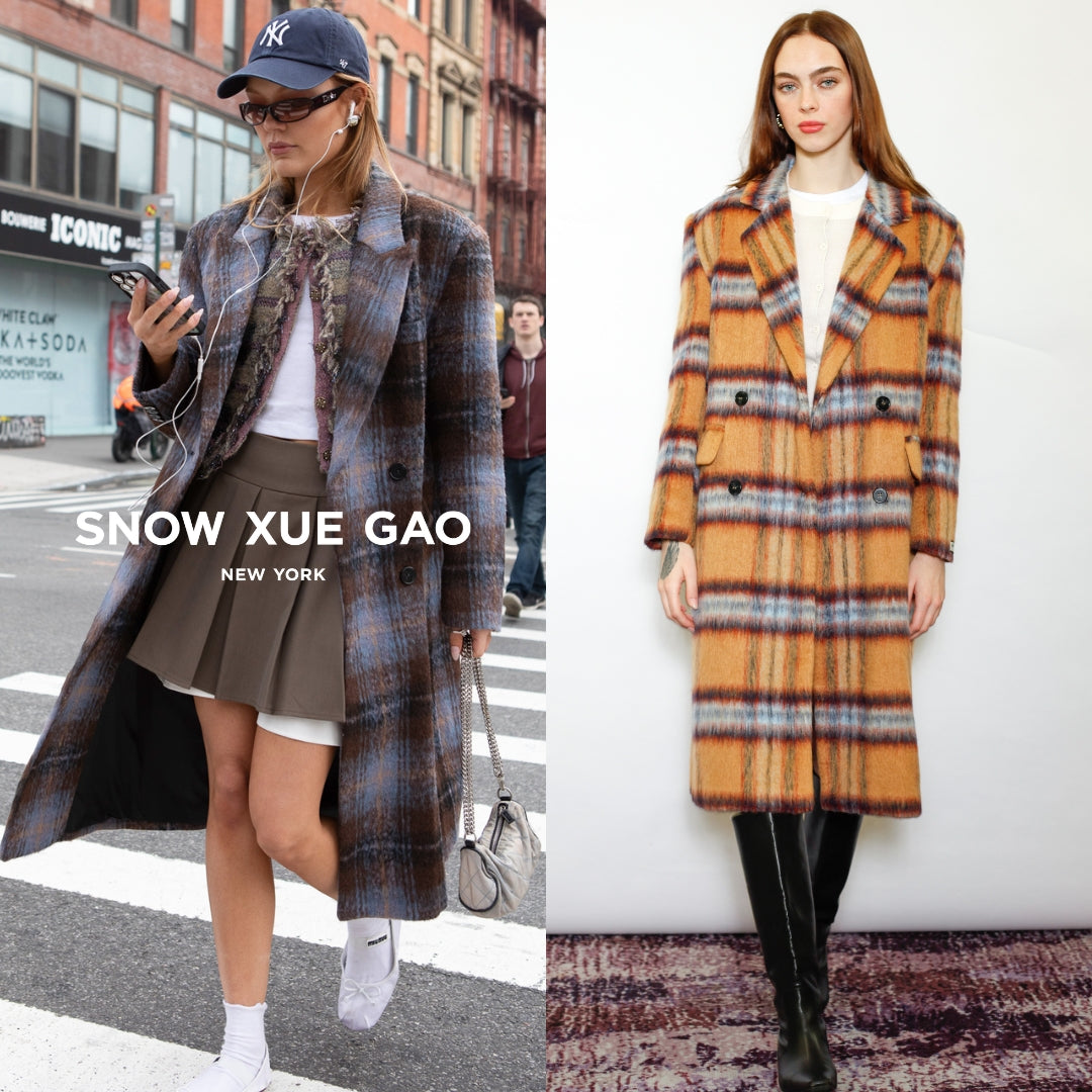 Snow Xue Gao Wool Plaid Coat