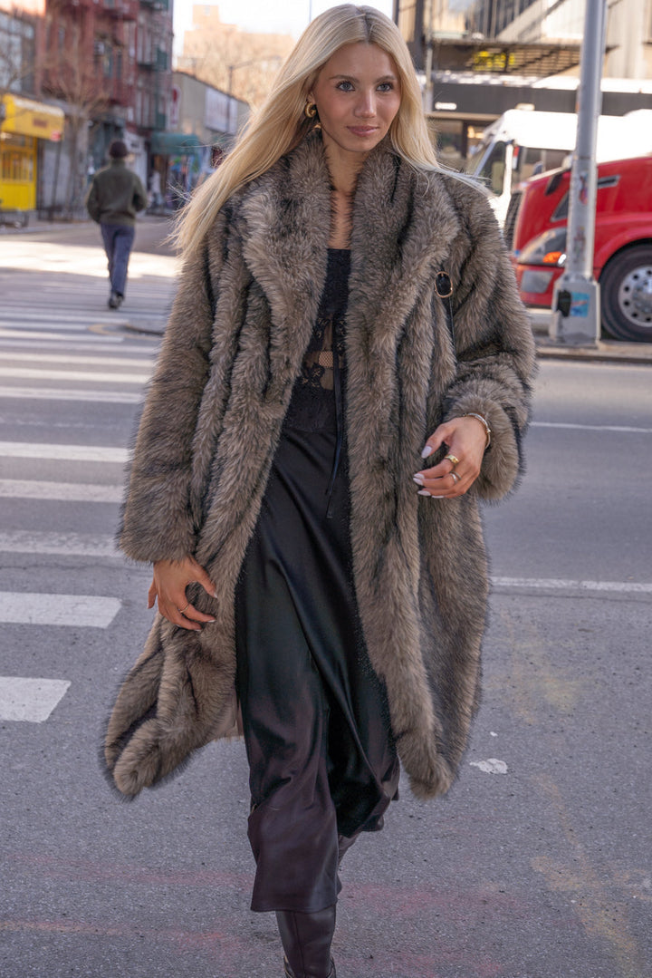 Heavy Wool Dark Brown Fur Coat