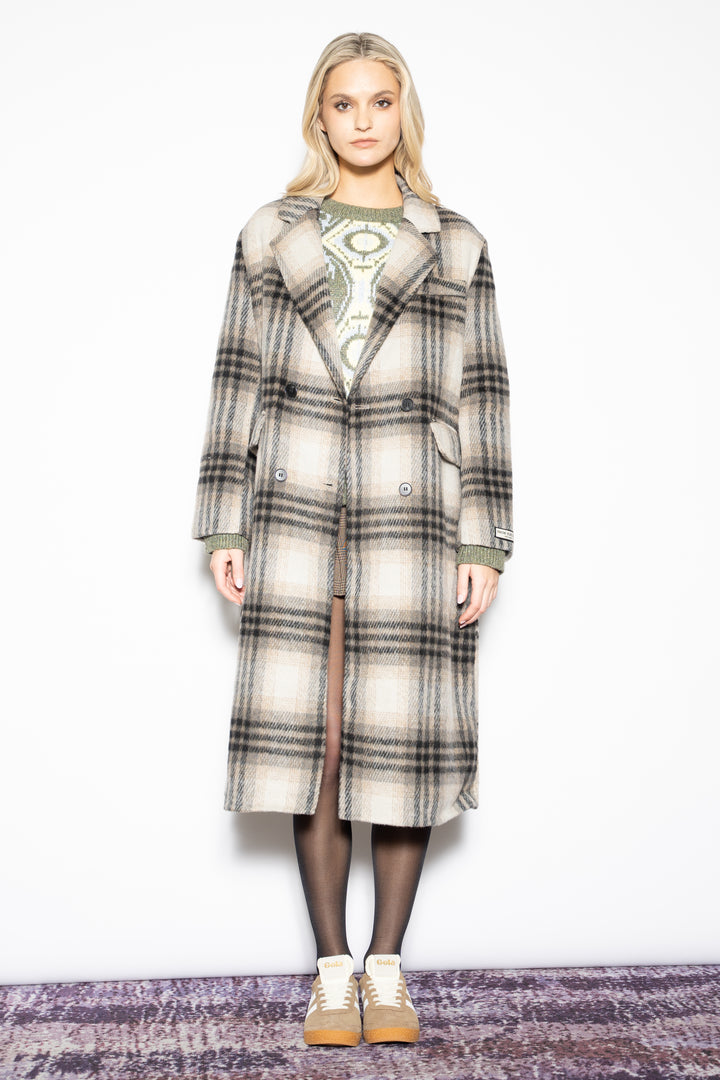 Wool Black Grey Plaid Coat
