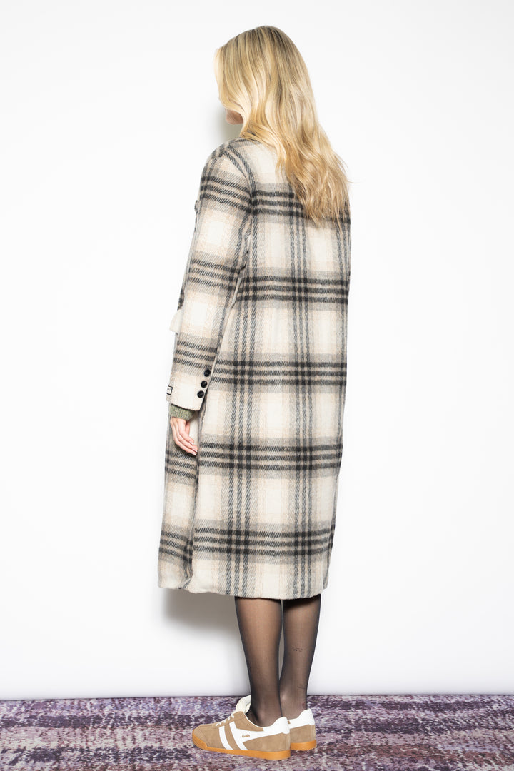 Wool Black Grey Plaid Coat