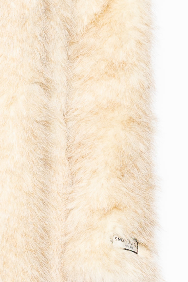 Wool-Blend Beige Faux Fur Coat