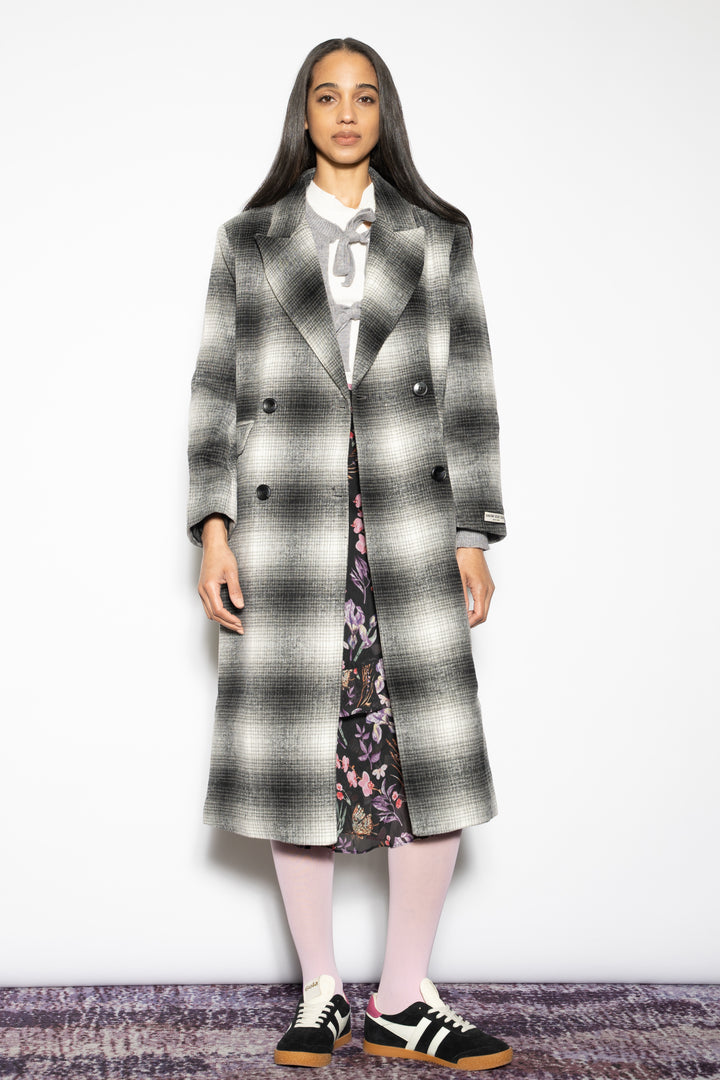 Heavy Wool Grey Plaid Coat