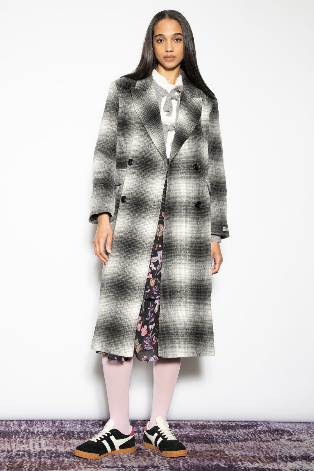 Heavy Wool Grey Plaid Coat