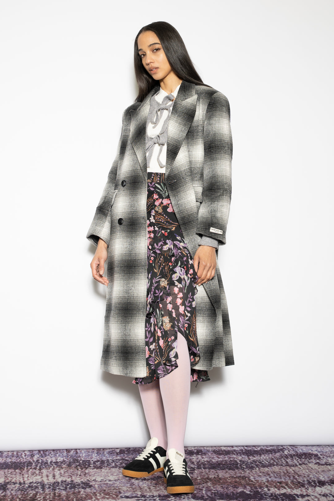 Heavy Wool Grey Plaid Coat