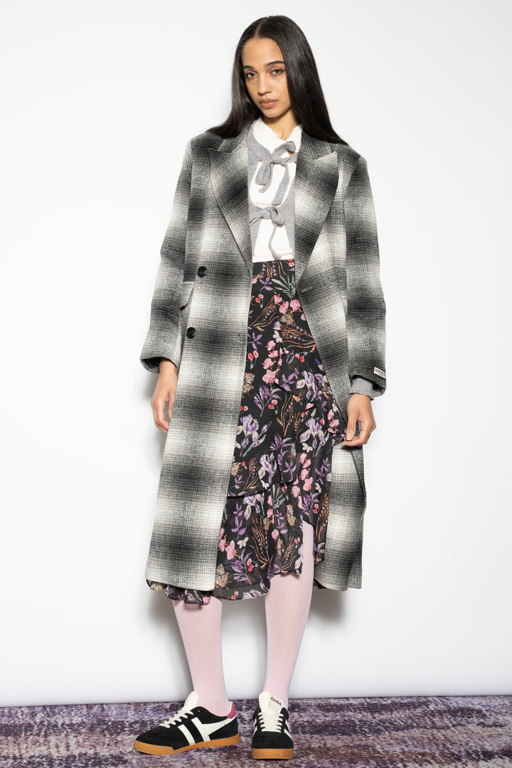 Heavy Wool Grey Plaid Coat