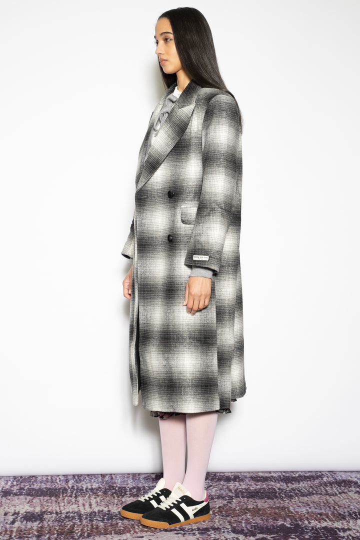 Heavy Wool Grey Plaid Coat