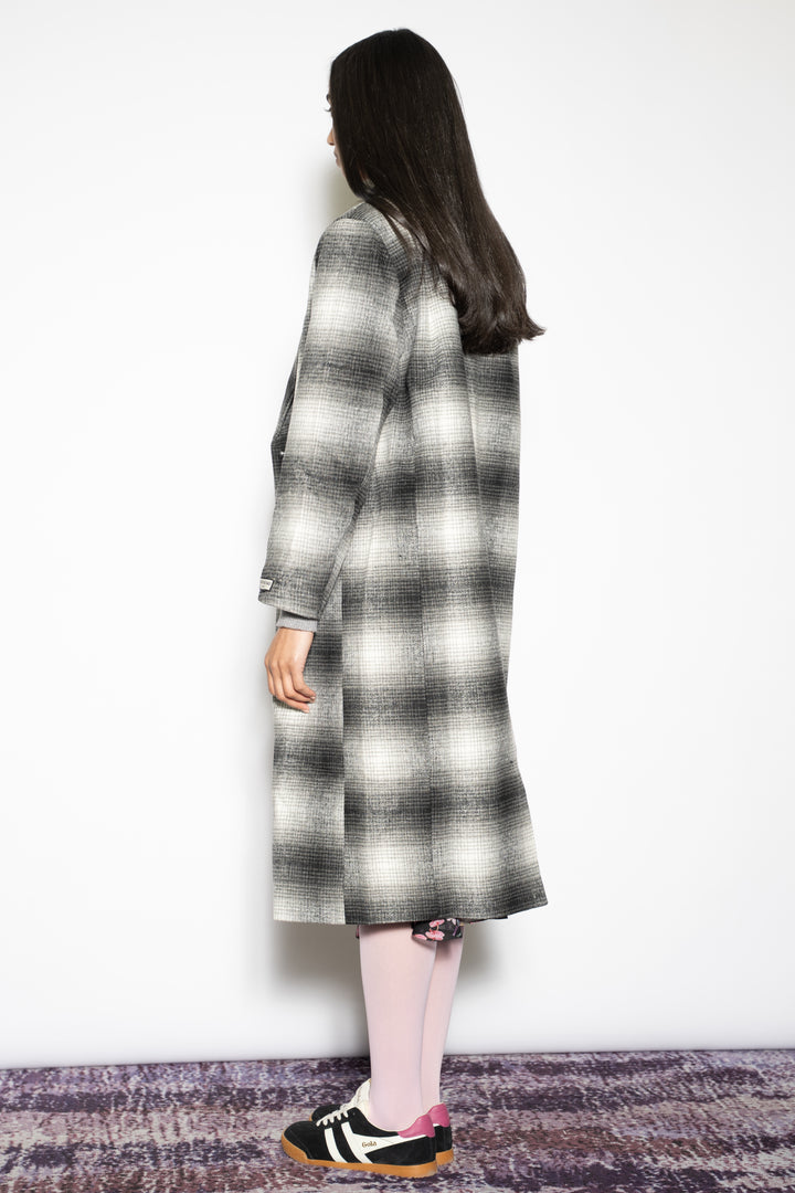 Heavy Wool Grey Plaid Coat