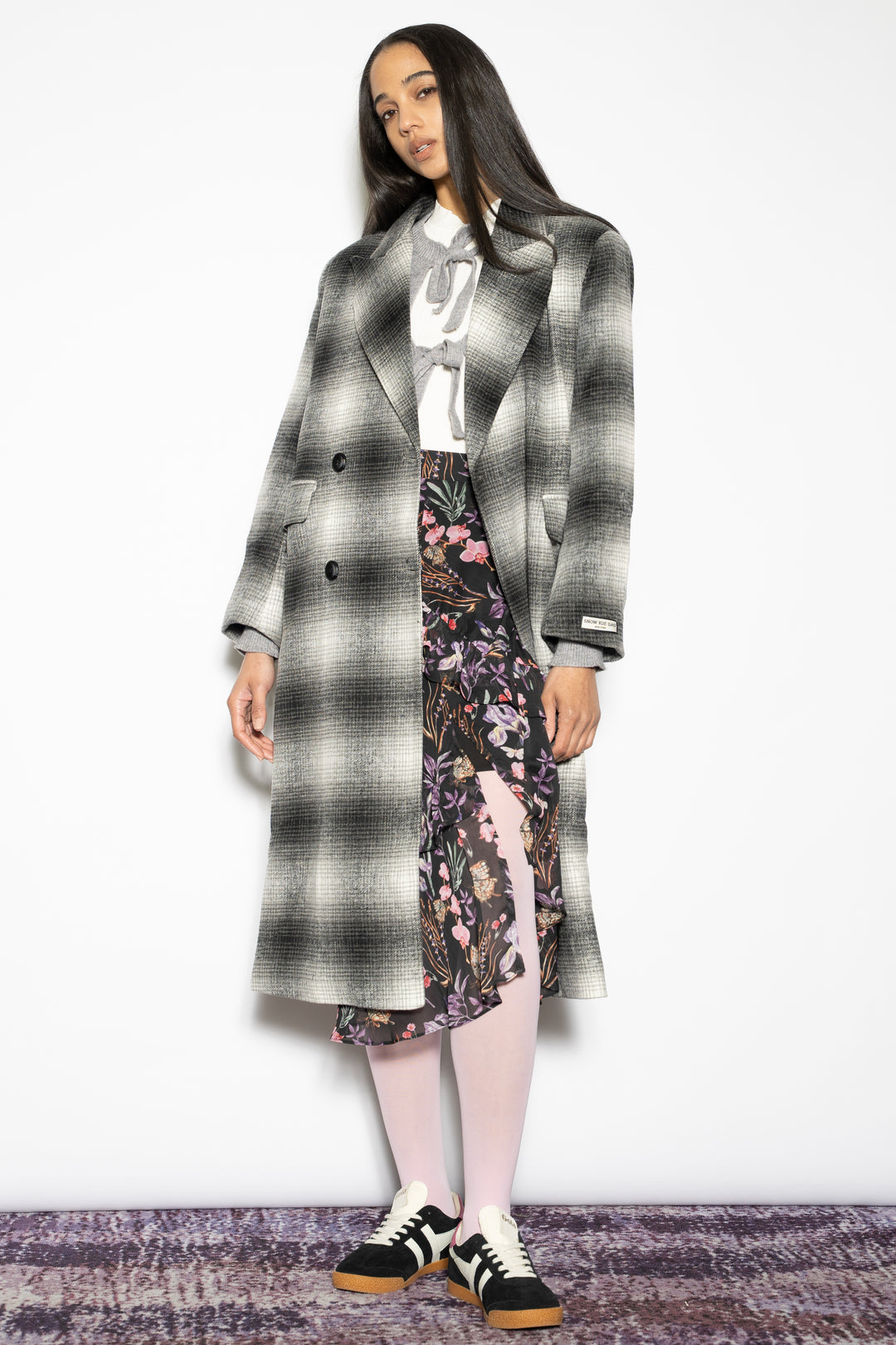 Heavy Wool Grey Plaid Coat