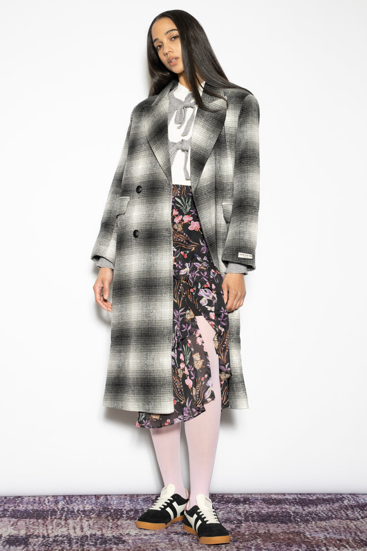 Heavy Wool Grey Plaid Coat
