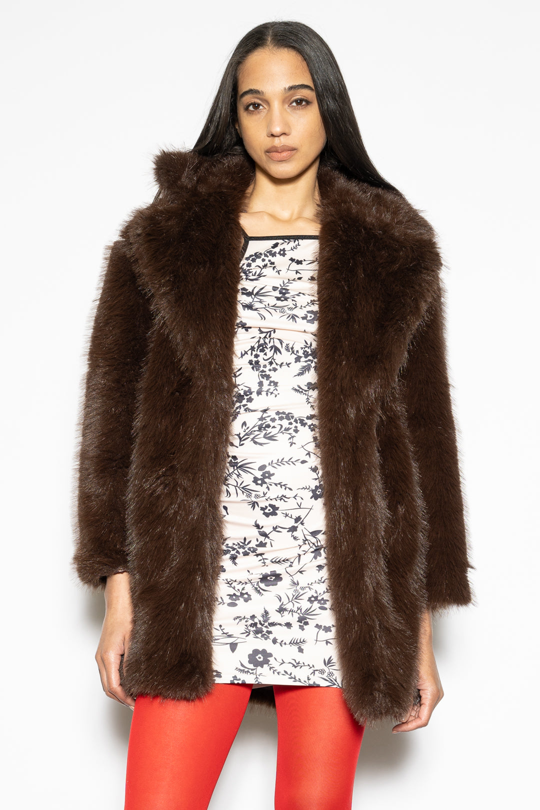Heavy Wool Faux Fur Chocolate Coat