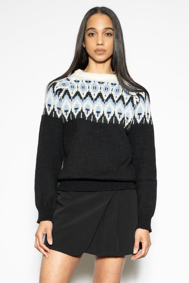 Black Blue Fair Isle Sweater