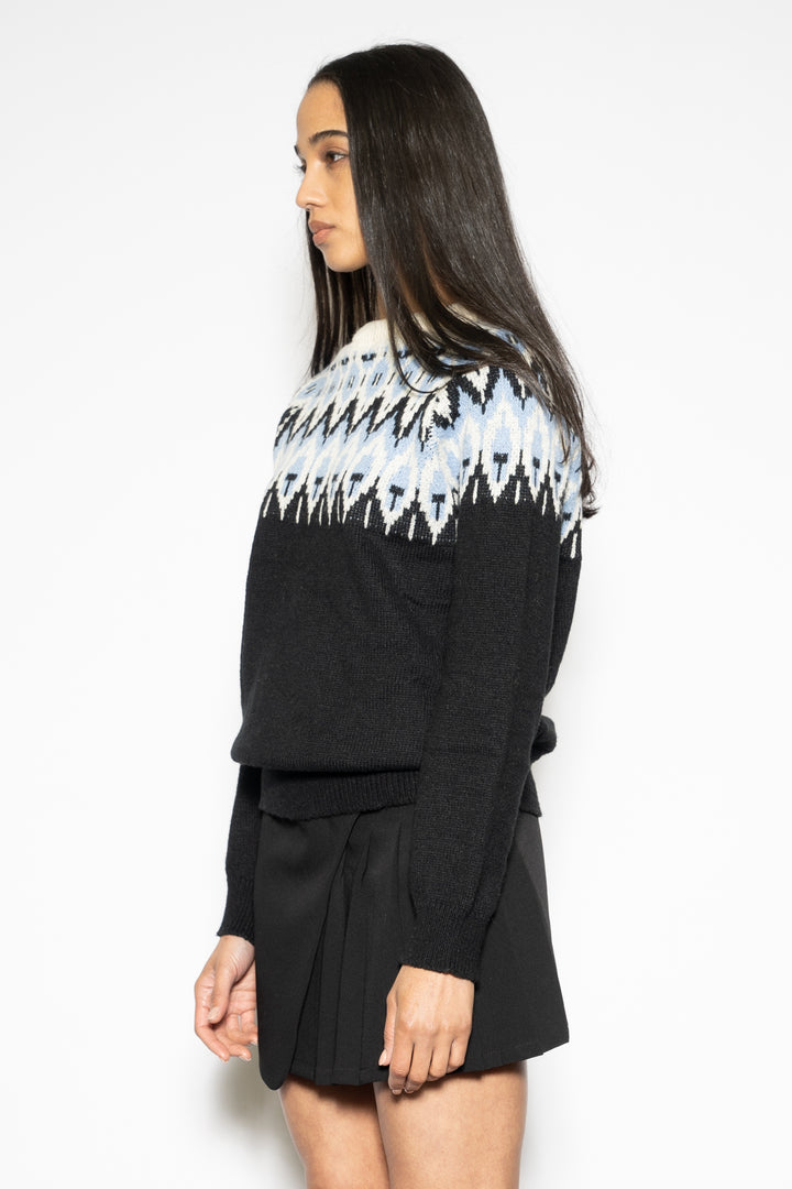 Black Blue Fair Isle Sweater