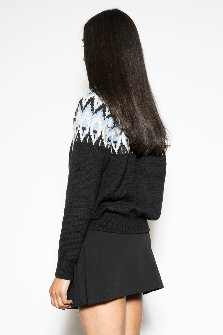 Black Blue Fair Isle Sweater