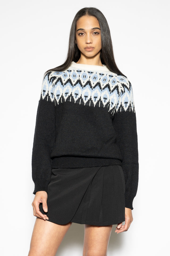 Black Blue Fair Isle Sweater