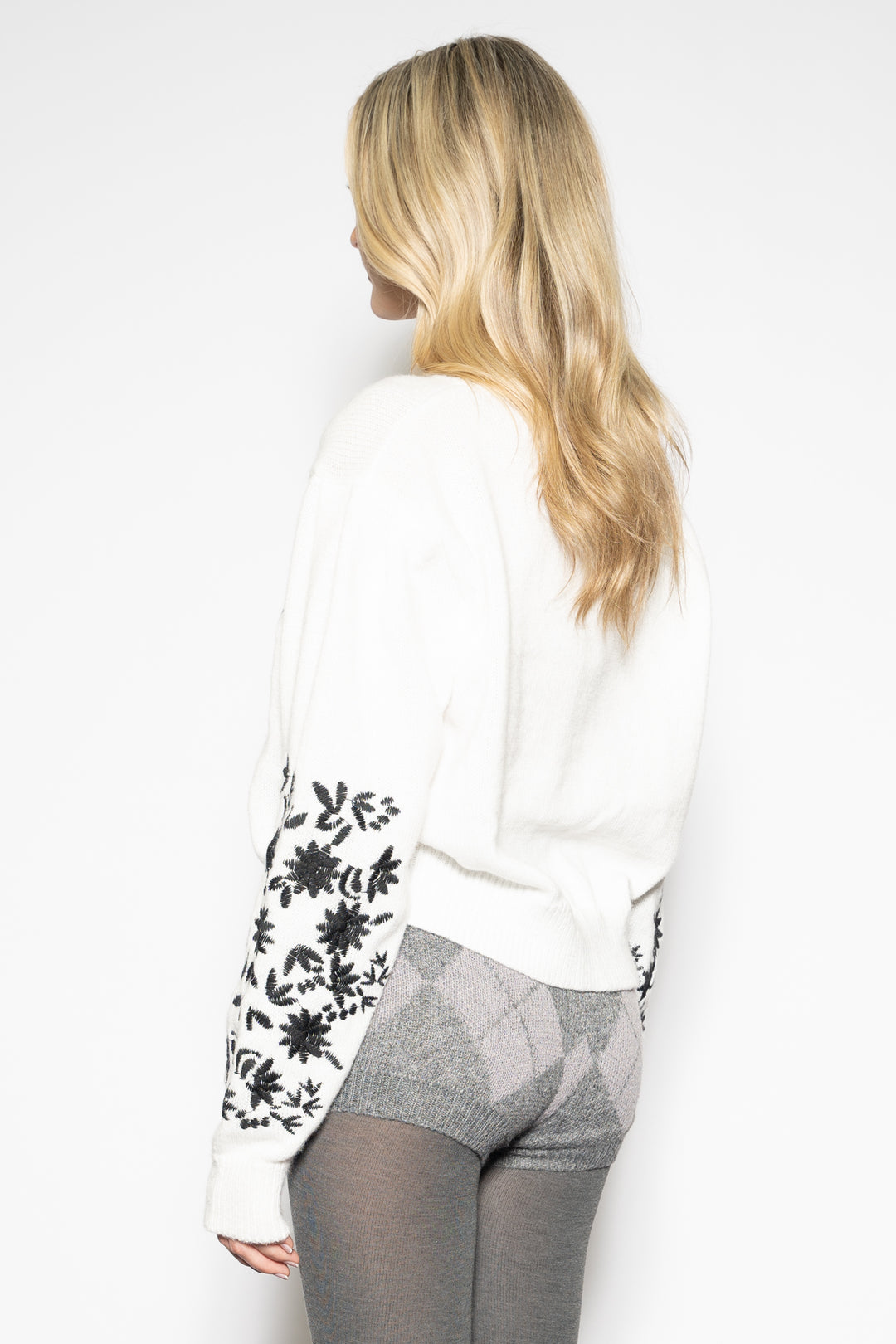 Embroidered Floral Wool Sweater