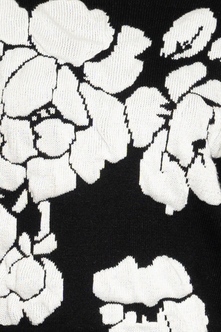 Jersey con print de flores blanco negro