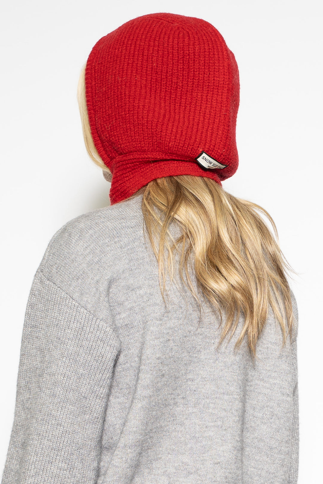 Wool Knitted Red Hoodie Hat Balaclava Bonnet