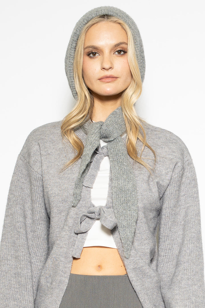 Wool Knitted Grey Hoodie Hat Balaclava Bonnet