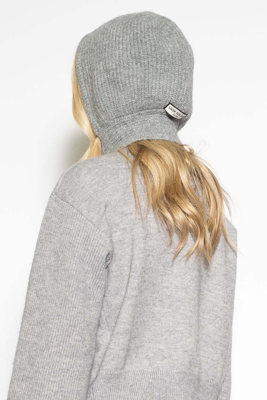 Wool Knitted Grey Hoodie Hat Balaclava Bonnet
