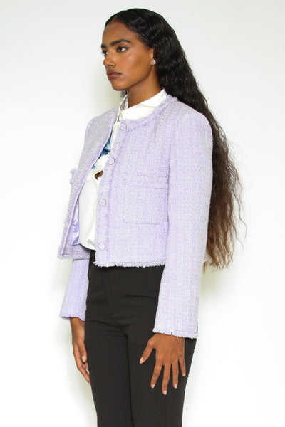 Wool Lavender Tweed Cropped Blazer