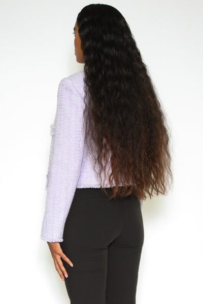 Wool Lavender Tweed Cropped Blazer