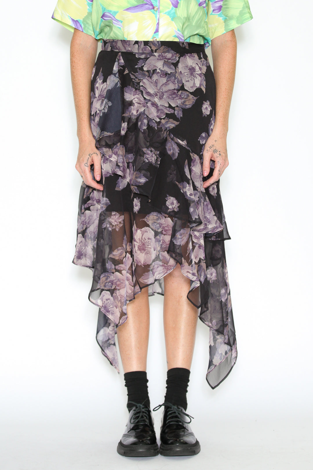 Silk Printed Ruffle Layer Skirt