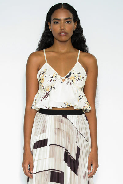 Silk Prints White Baby Doll Cropped Top