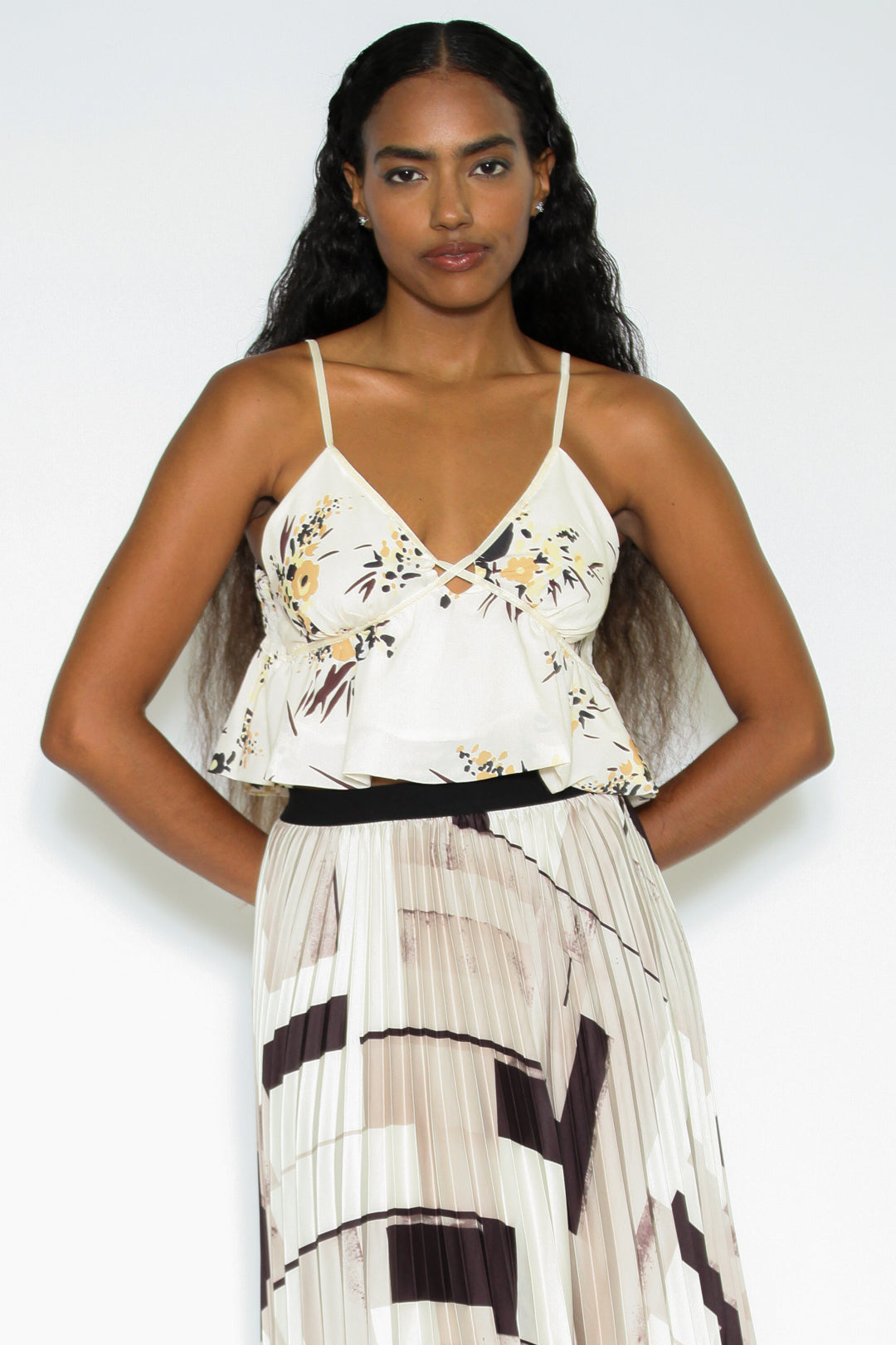 Silk Prints White Baby Doll Cropped Top