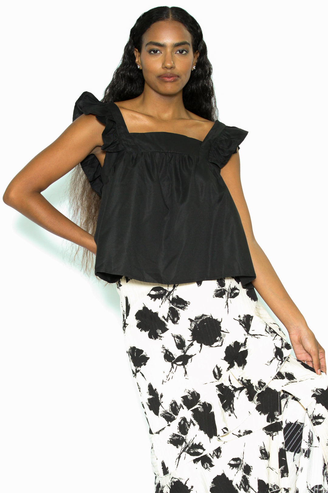 Cotton Black Baby Doll Style Top