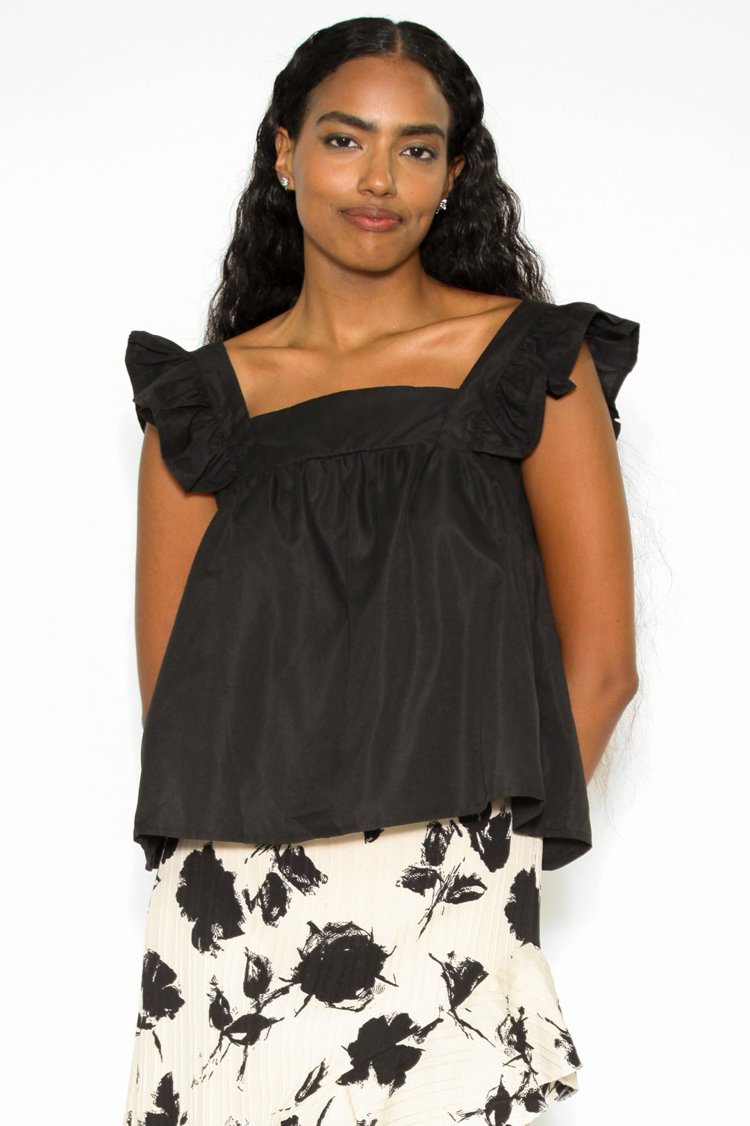 Cotton Black Baby Doll Style Top