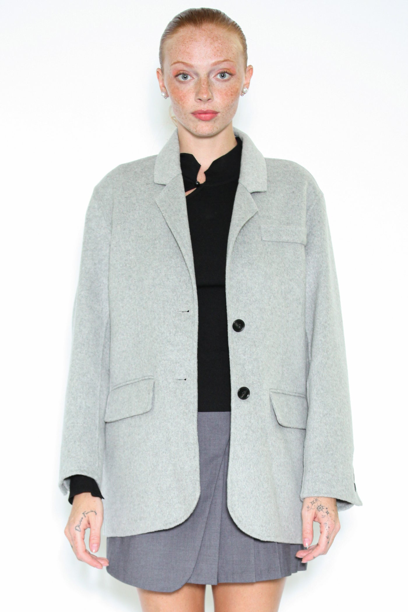 Double-Sided Wool Grey Blazer