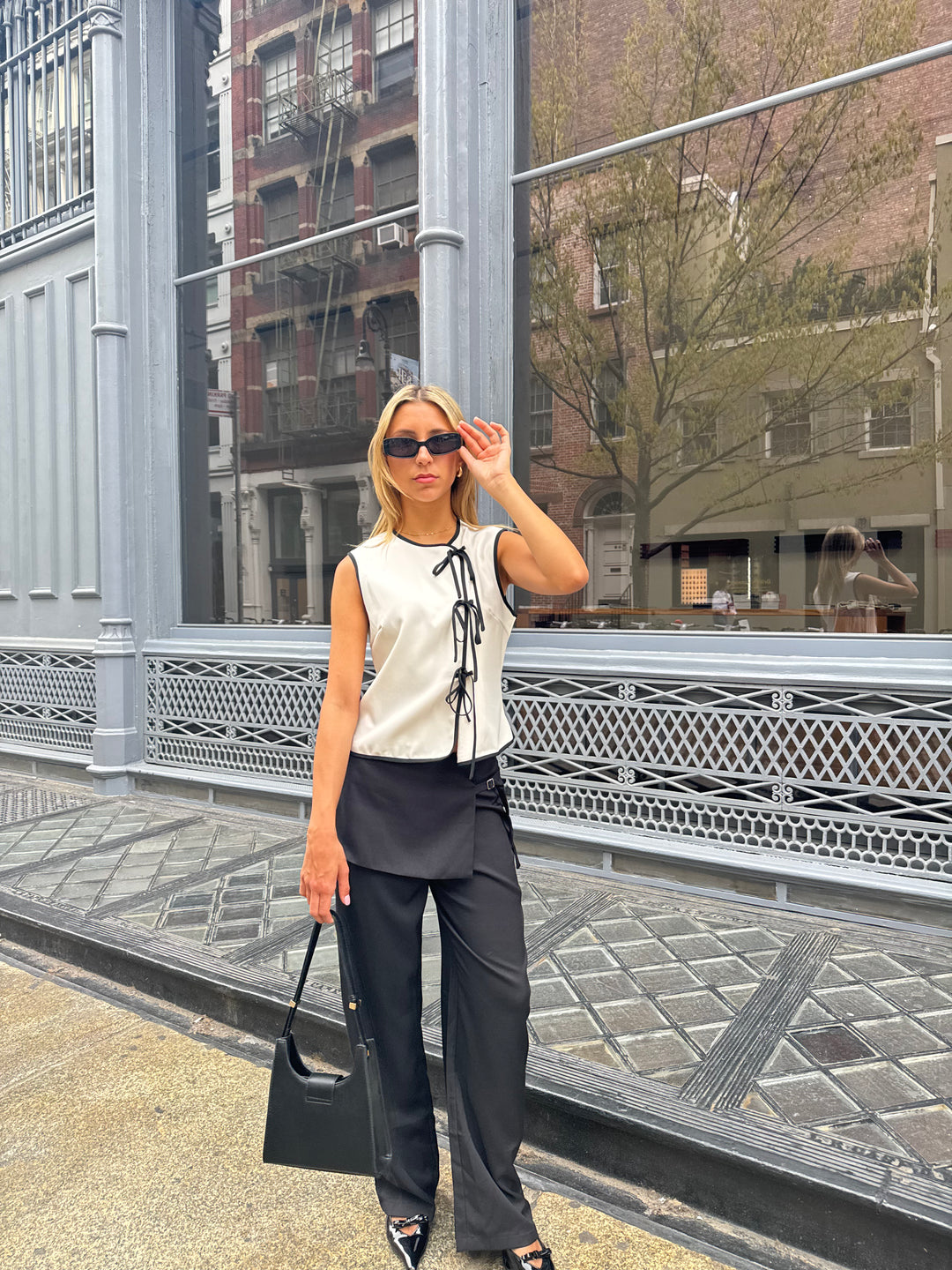 Light Wool Asymmetrical Black Skirt Pants