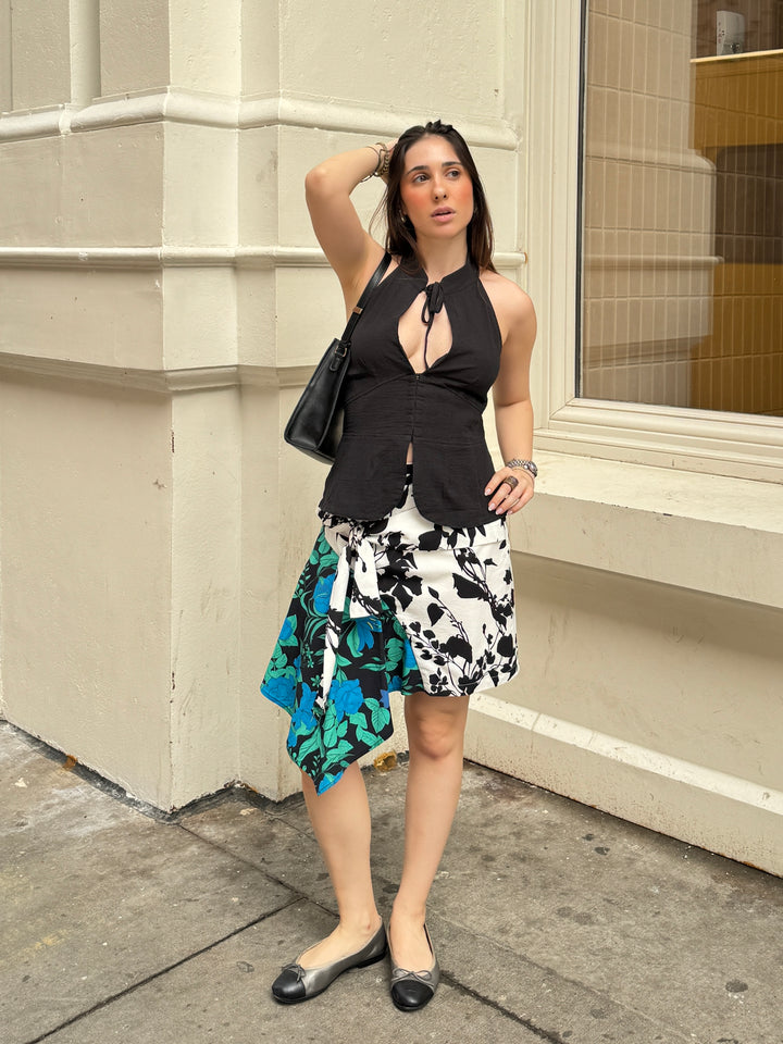 Cotton Black Qipao Corset Halter Top