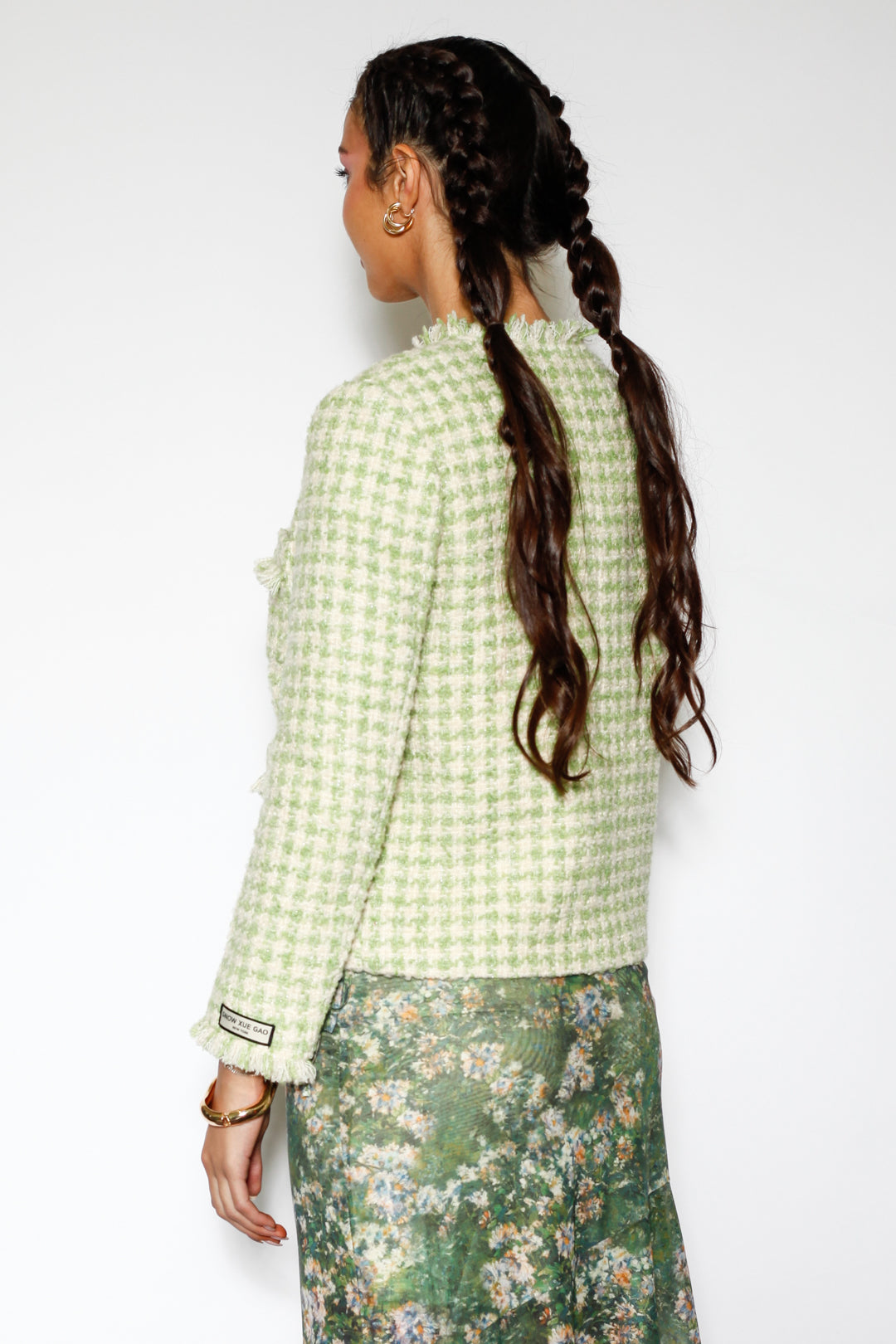Green Wool Houndstooth Blazer