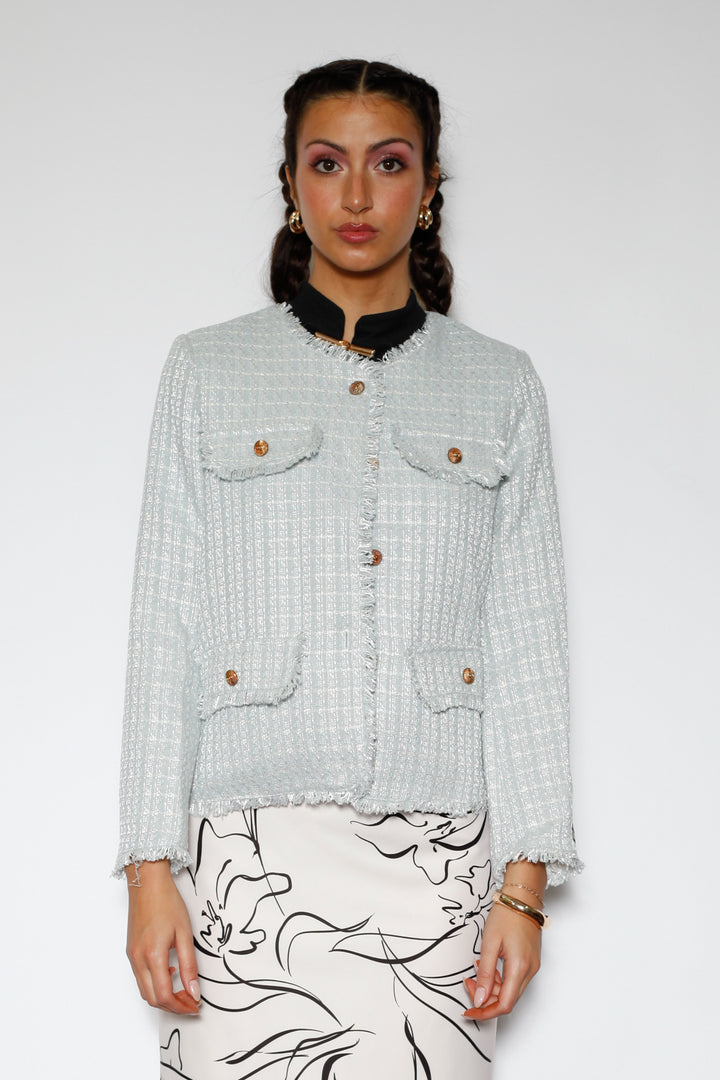 Icy Blue Wool Blazer