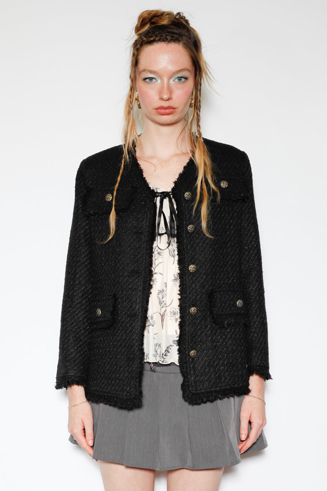 Wool Black Tweed Blazer