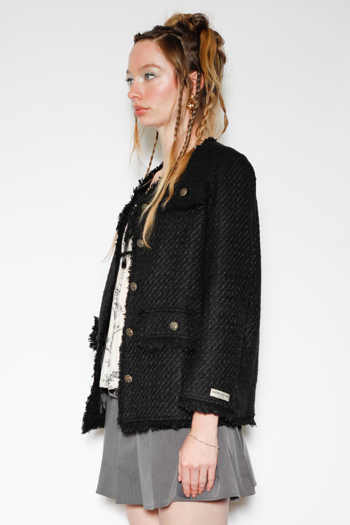 Wool Black Tweed Blazer