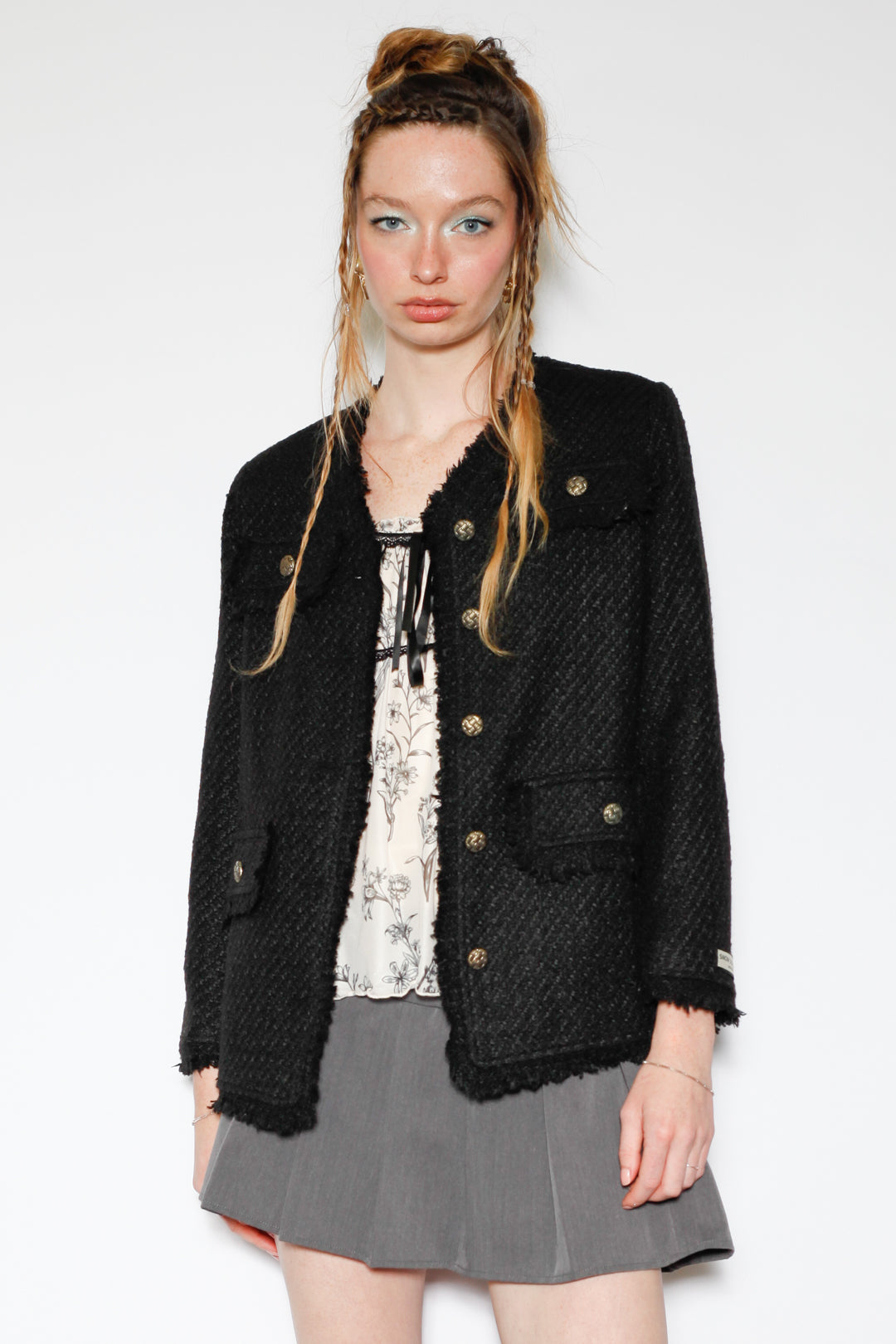 Wool Black Tweed Blazer