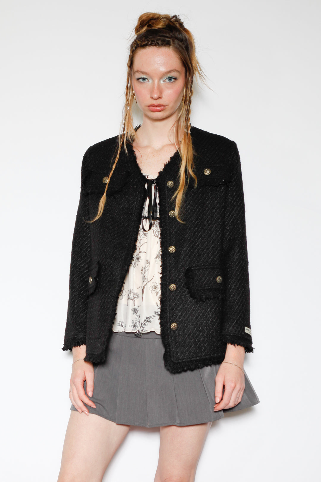 Wool Black Tweed Blazer