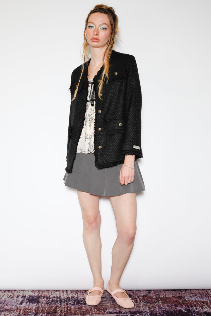 Wool Black Tweed Blazer