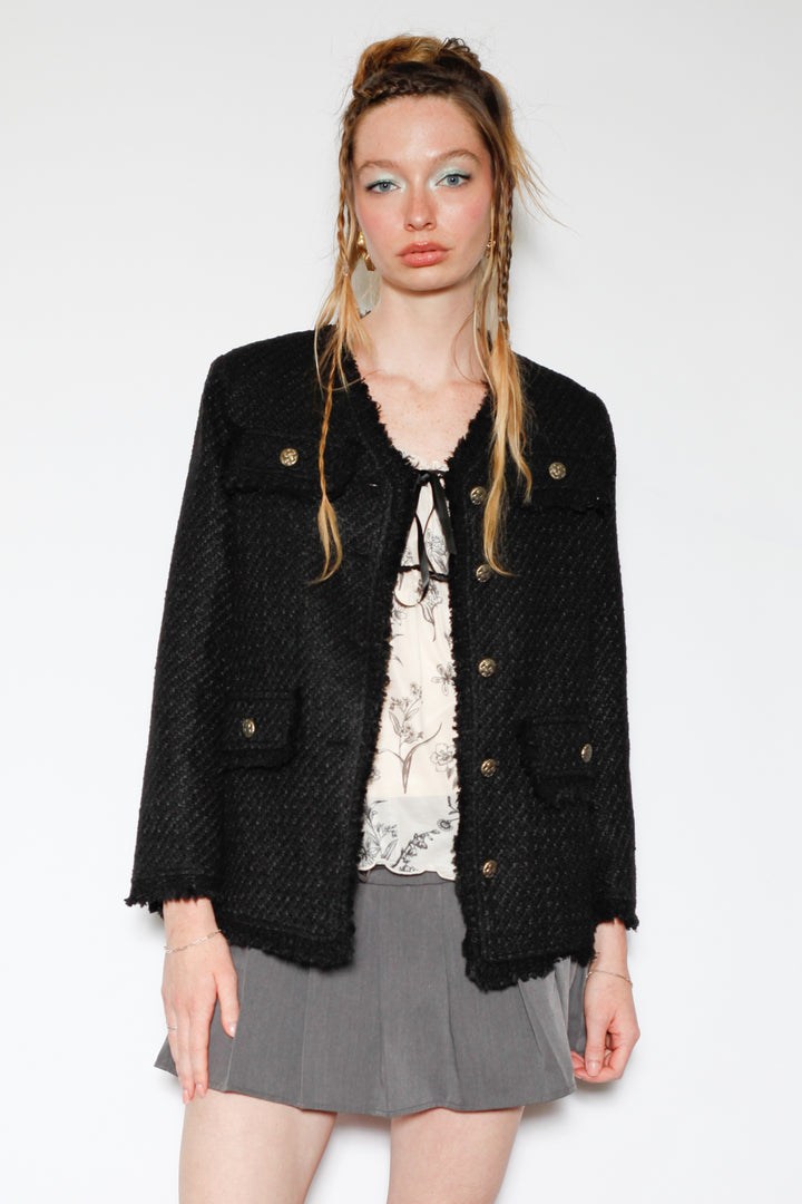 Wool Black Tweed Blazer
