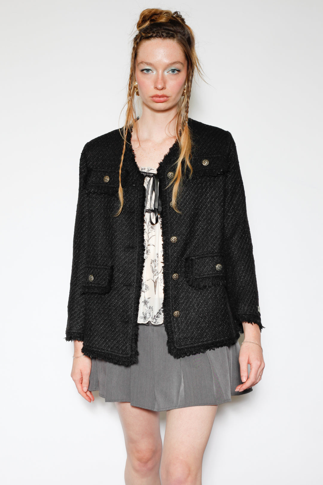 Wool Black Tweed Blazer