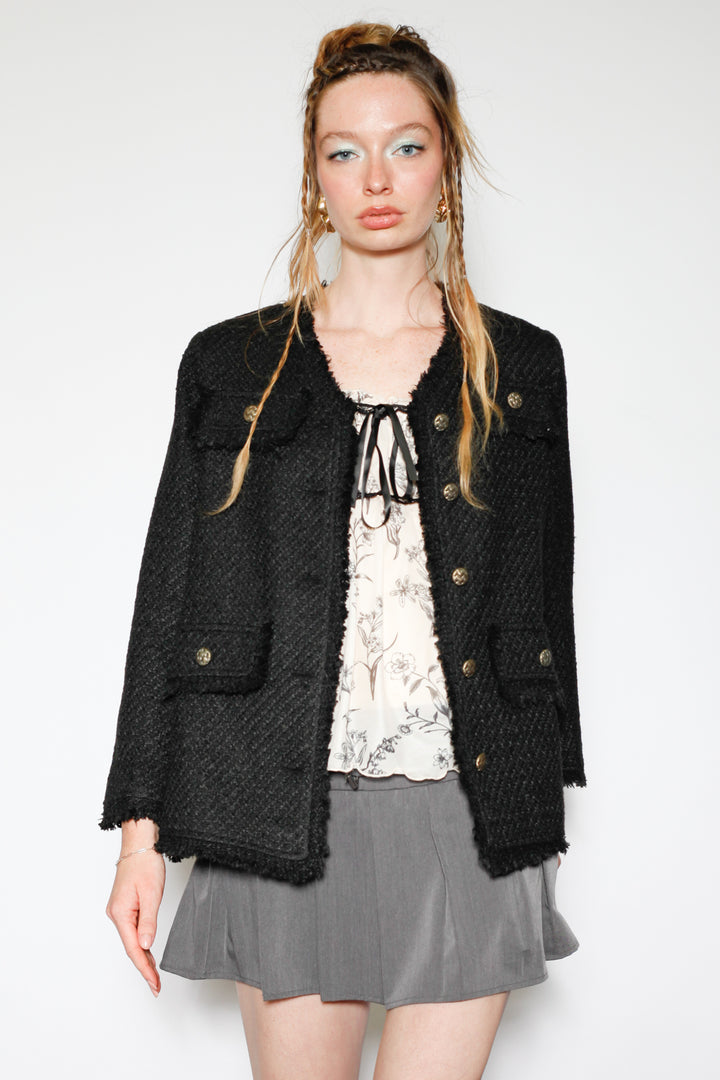 Wool Black Tweed Blazer