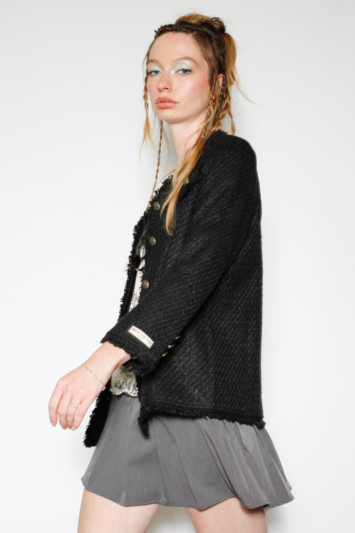 Wool Black Tweed Blazer