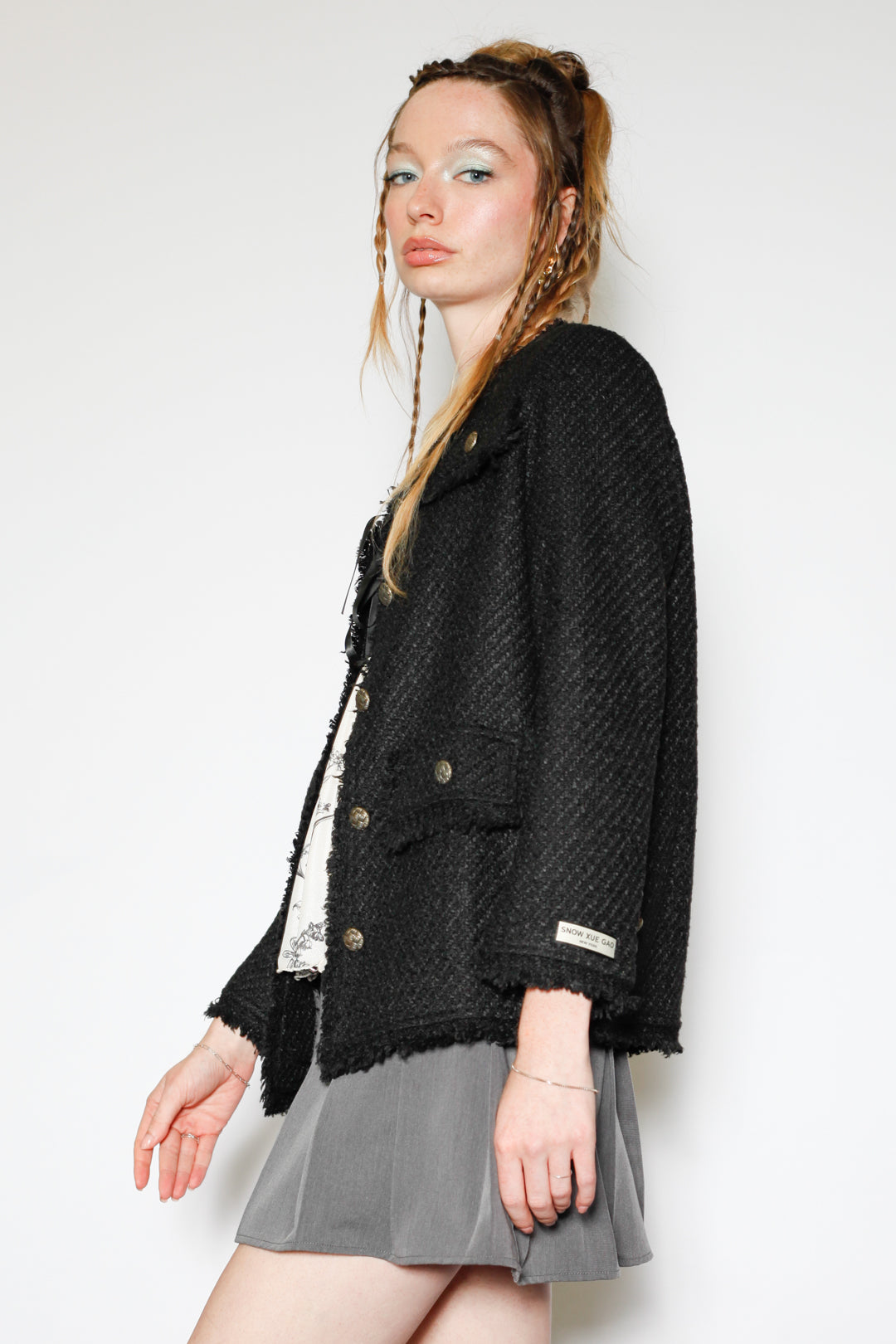 Wool Black Tweed Blazer