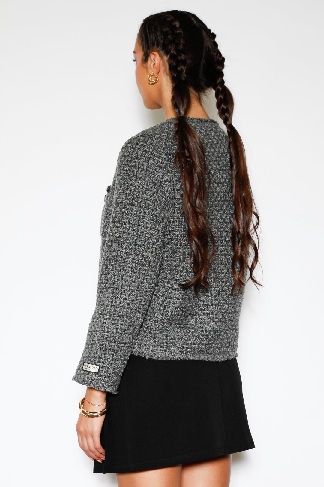 Dark Grey Wool Tweed Blazer