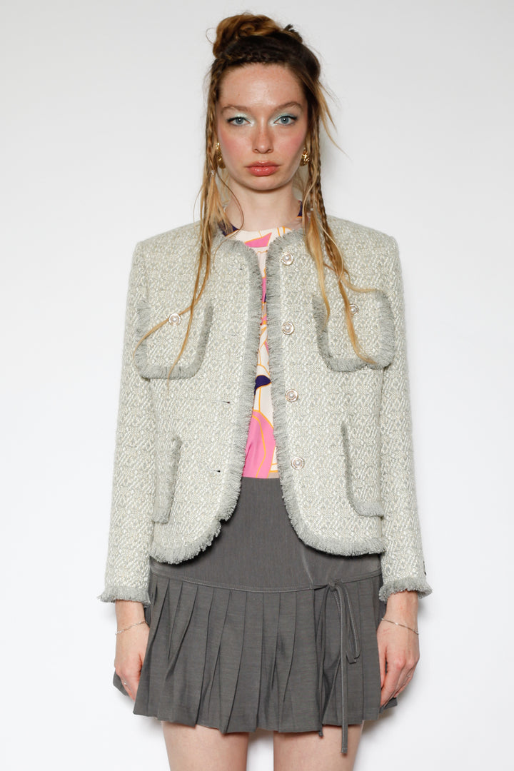 Grey Wool Tweed Blazer