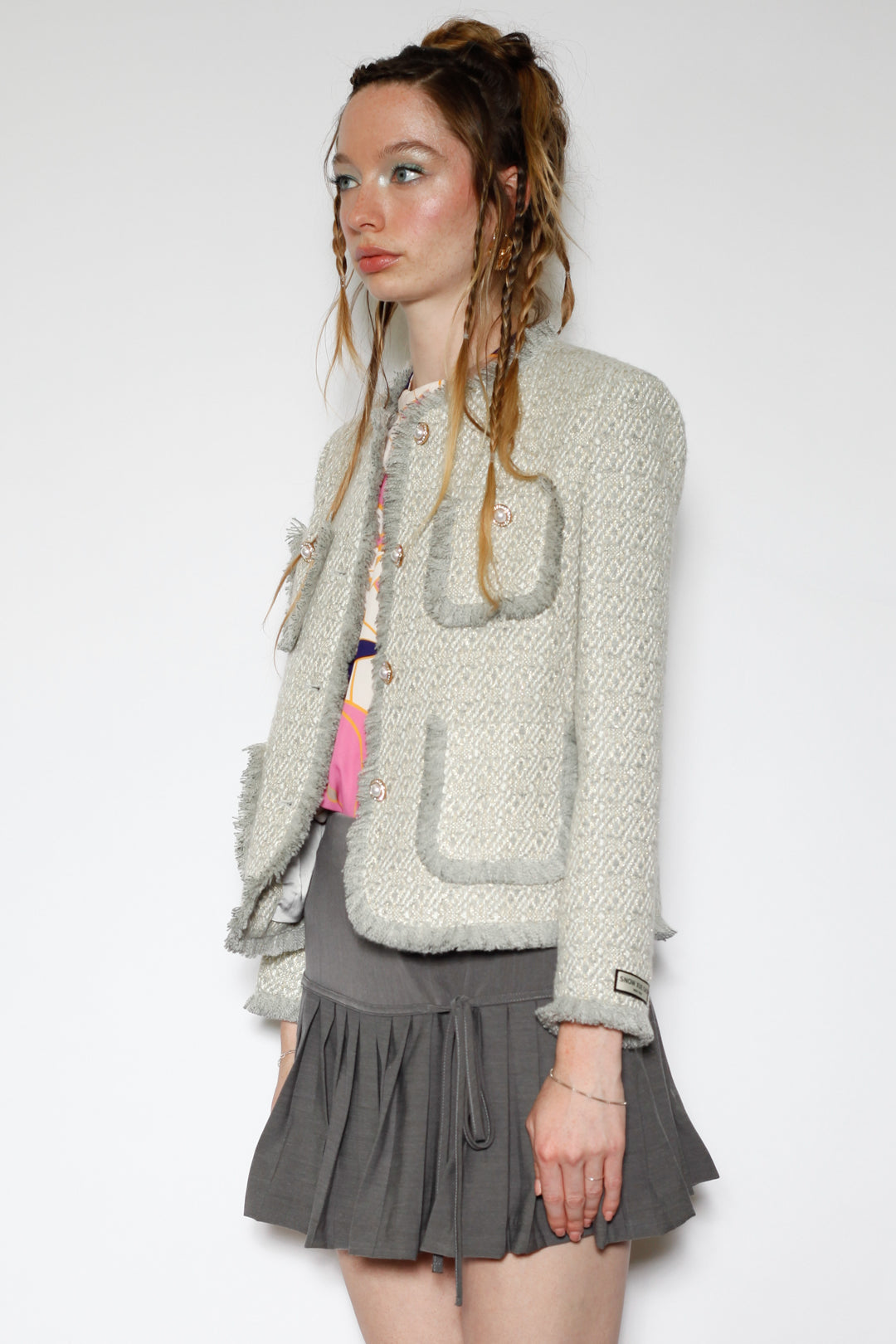 Grey Wool Tweed Blazer