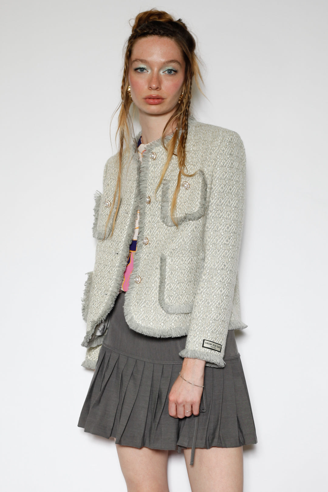 Grey Wool Tweed Blazer