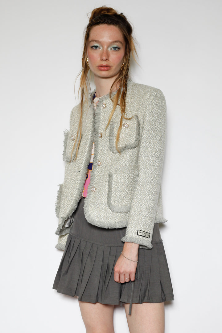 Grey Wool Tweed Blazer